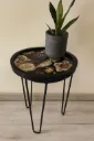 Vintage Floral & Bird Round Accent Table – Handcrafted Wooden Top Side Stool