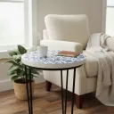 P17 Decorative Ceramic-Style Accent Stool with Smooth White Enamel Top and Stable Metal Legs