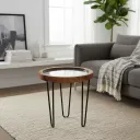 P19 Decorative Ceramic-Style Accent Stool Enamel Top and Stable Metal Legs