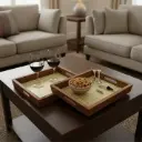 P63 Stylish Wooden Serving Tray with Embossed Croc-Skin Pattern Inlay