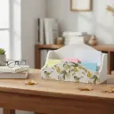 P18 "Charming Floral & Bird Wooden Desk Organizer"