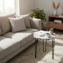 P4 Modern Terrazzo Accent Side Table | Compact Round Coffee Table with Hairpin Legs | Available in 3 Sizes