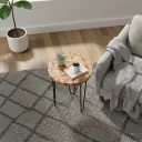 P7 Modern Geometric Mosaic Wood Accent Table with Hairpin Legs - Versatile Side/End Table, Available in 3 Sizes