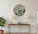 P20 Elegant Chinoiserie Bird & Peony Round Wooden Wall Art
