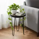 PP13 Vintage Sepia Bird & Floral Side Table with Black Hairpin Legs