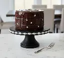 Elegant Matte Black & Silver Pedestal Cake Stand