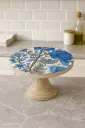 Blue Peony & Branch Decorative Pedestal Stand / Oversized Knob