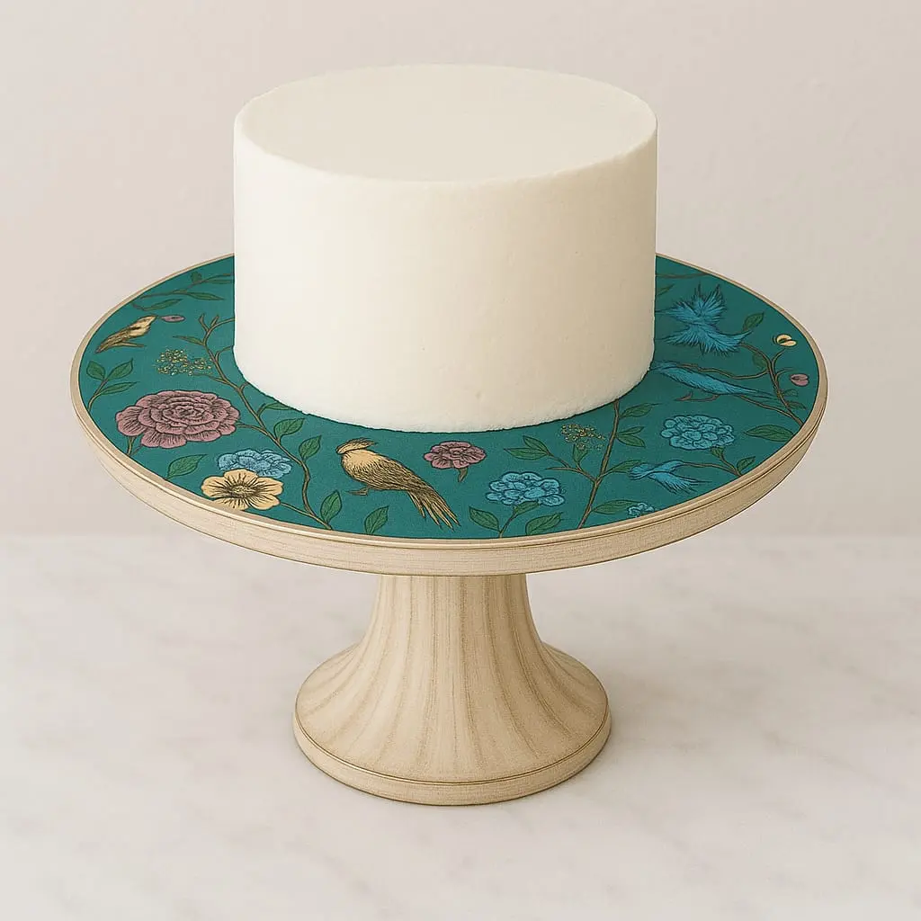 Jewel-Tone Avian & Floral Decorative Pedestal Stand / Oversized Knob