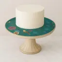 Jewel-Tone Avian & Floral Decorative Pedestal Stand / Oversized Knob