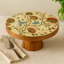 "Folk Art Hummingbirds and Sunflowers" Decorative Wood Pedestal Stand / Oversized Knob