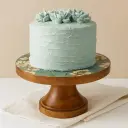 P11 "Muted Teal Garden Birds" Decorative Wood Pedestal Stand / Oversized Knob