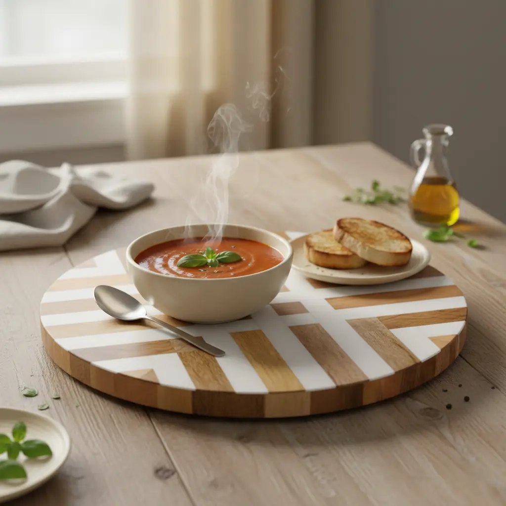 P1 Handcrafted Wood & Bone Inlay Lazy Susan