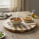 P1 Handcrafted Wood & Bone Inlay Lazy Susan