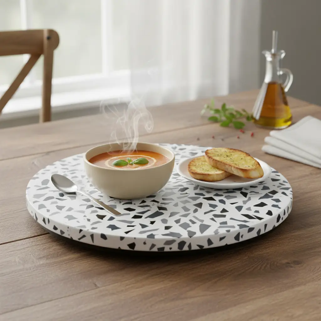 P6 Modern Terrazzo Pattern Lazy Susan Turntable | Chic Kitchen Centerpiece