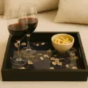 Elegant Golden Birds Decorative Serving Tray