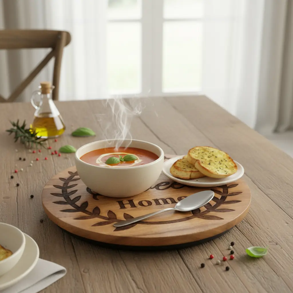 P17 Home Sweet Home Engraved Wooden Lazy Susan Turntable