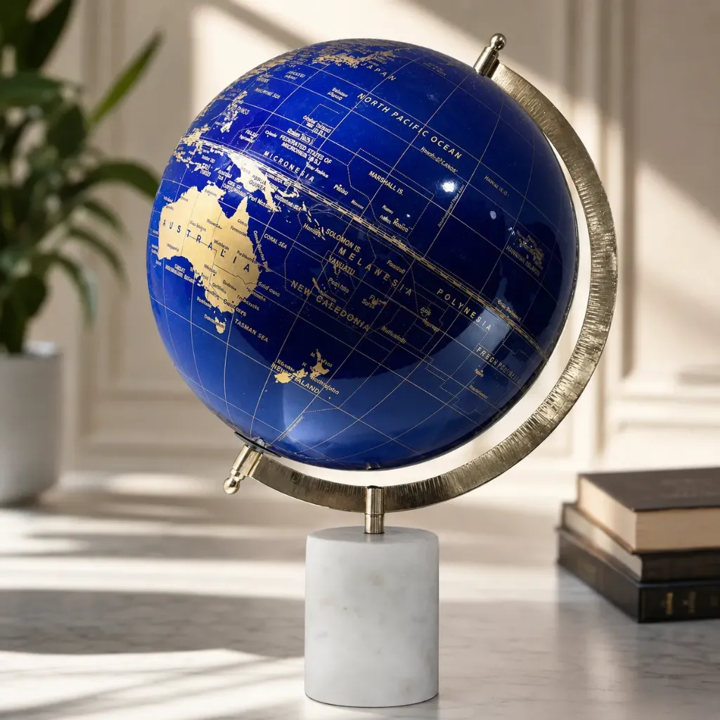 Premium Vintage Style World Globe – Rotating Educational Globe for Students & Professionals (8*15)