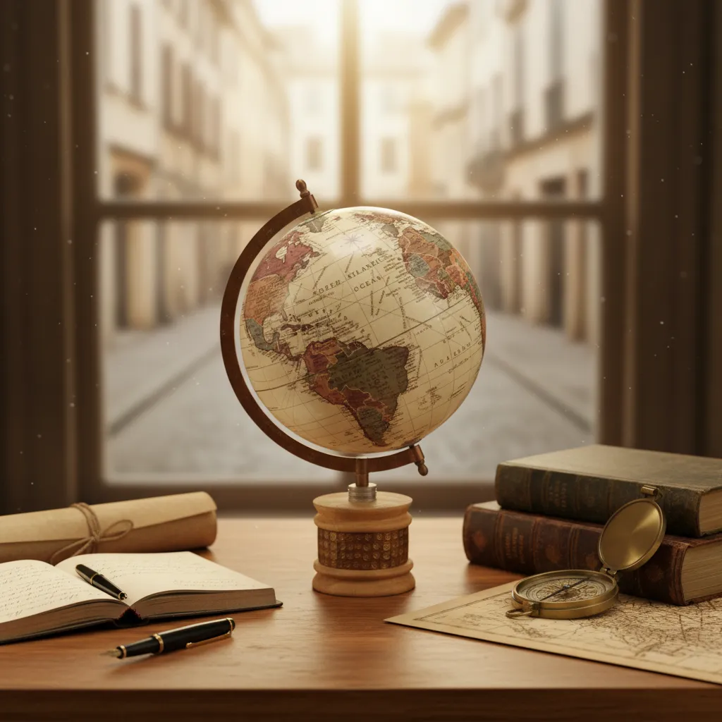 Vintage-Style Rotating World Globe - Antique Decorative Desk Ornament for Home & Office