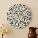 P22 Boho Chic Mandala Tile Pattern Round Wooden Wall Art