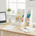 Elegant White Wooden Desk Organizer Set