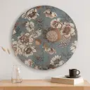 P23 Vintage Inspired Floral & Bird Round Wooden Wall Art 