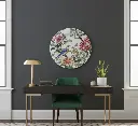 P25 Vibrant Chinoiserie Exotic Bird & Floral Round Wooden Wall Art