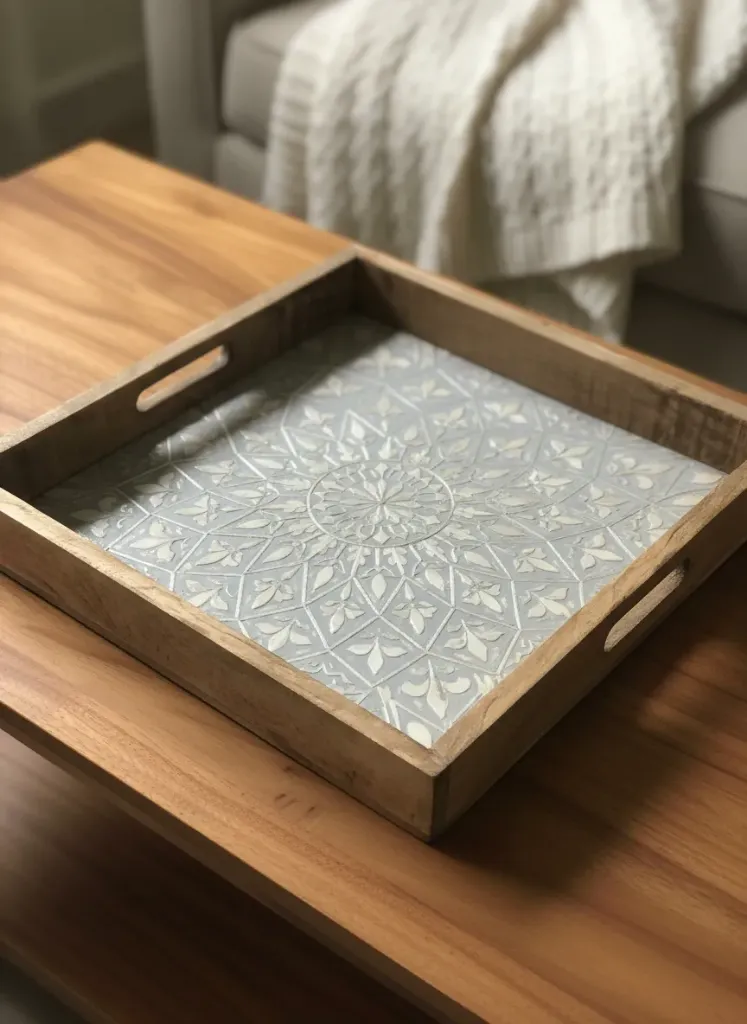 Artisanal Metal Embossed Design Tray – Elegant Ottoman Tray for Home Decor (10*10)